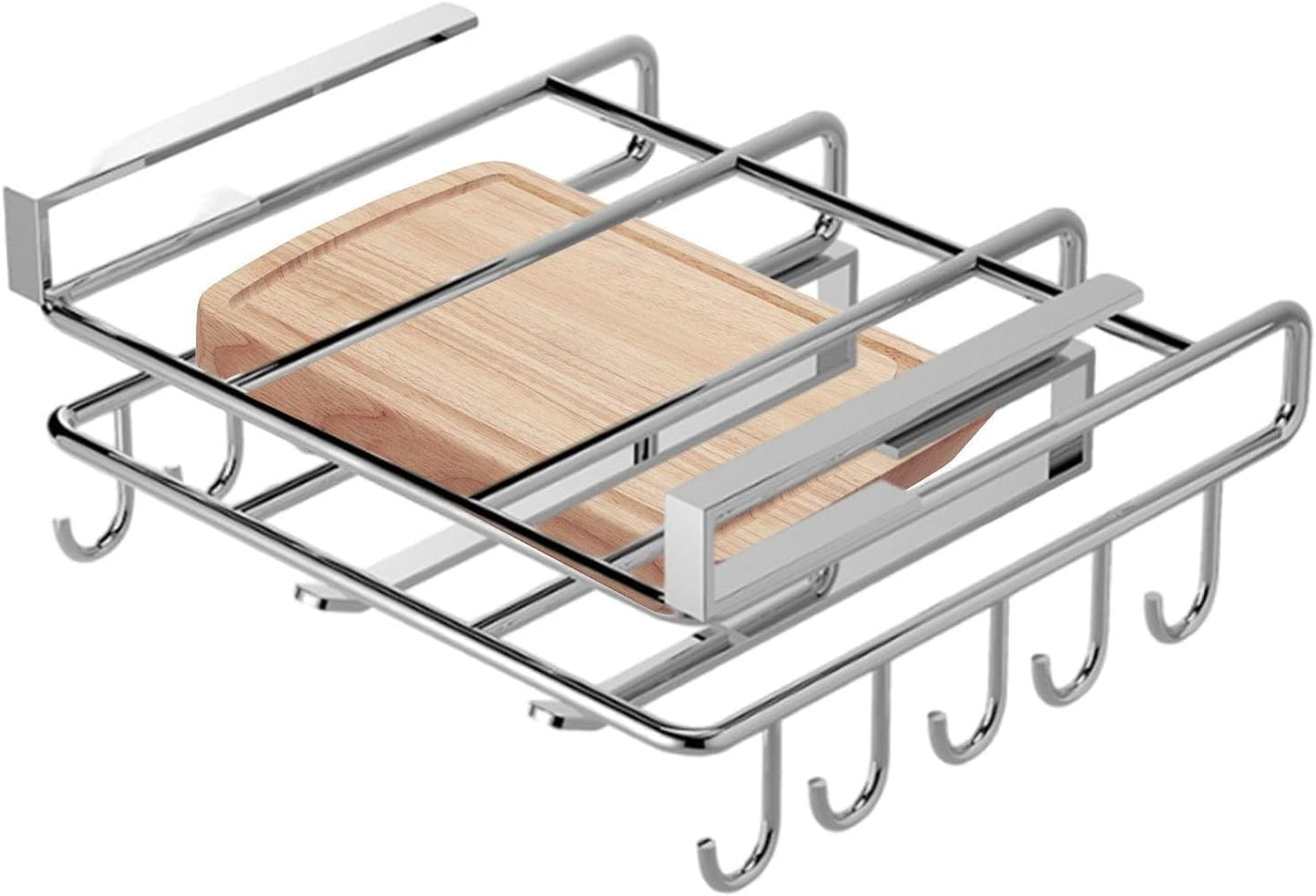 Générique Chopping Board Organizer – Edelstahl | Chopping board organizer with stainless steel design, Multifunctional Rack with hooks for kitchen storage