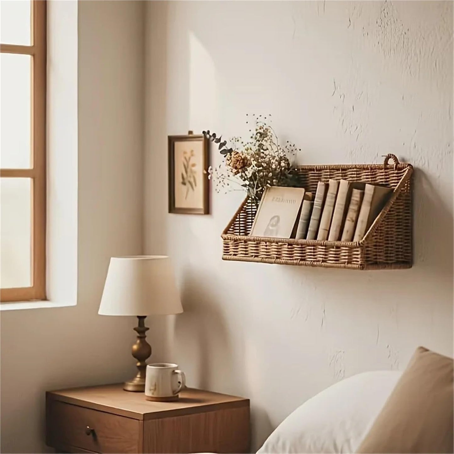 Woven Rattan Wall Storage Baskets | Adhesive Hook Hanging Shelves For Bathroom/Kitchen Organization Für Aufbewahrung(S)