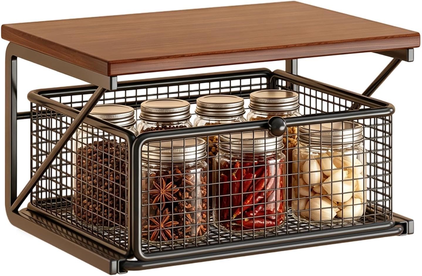 Microwave Stand, Counter Shelf, Two Tier Rack, Drawer Organizer for Kitchen | Appliance Storage With Elevated , Pullout Compartment, Counter Support for Coffee Machines, Jars, Fruits, Skincare