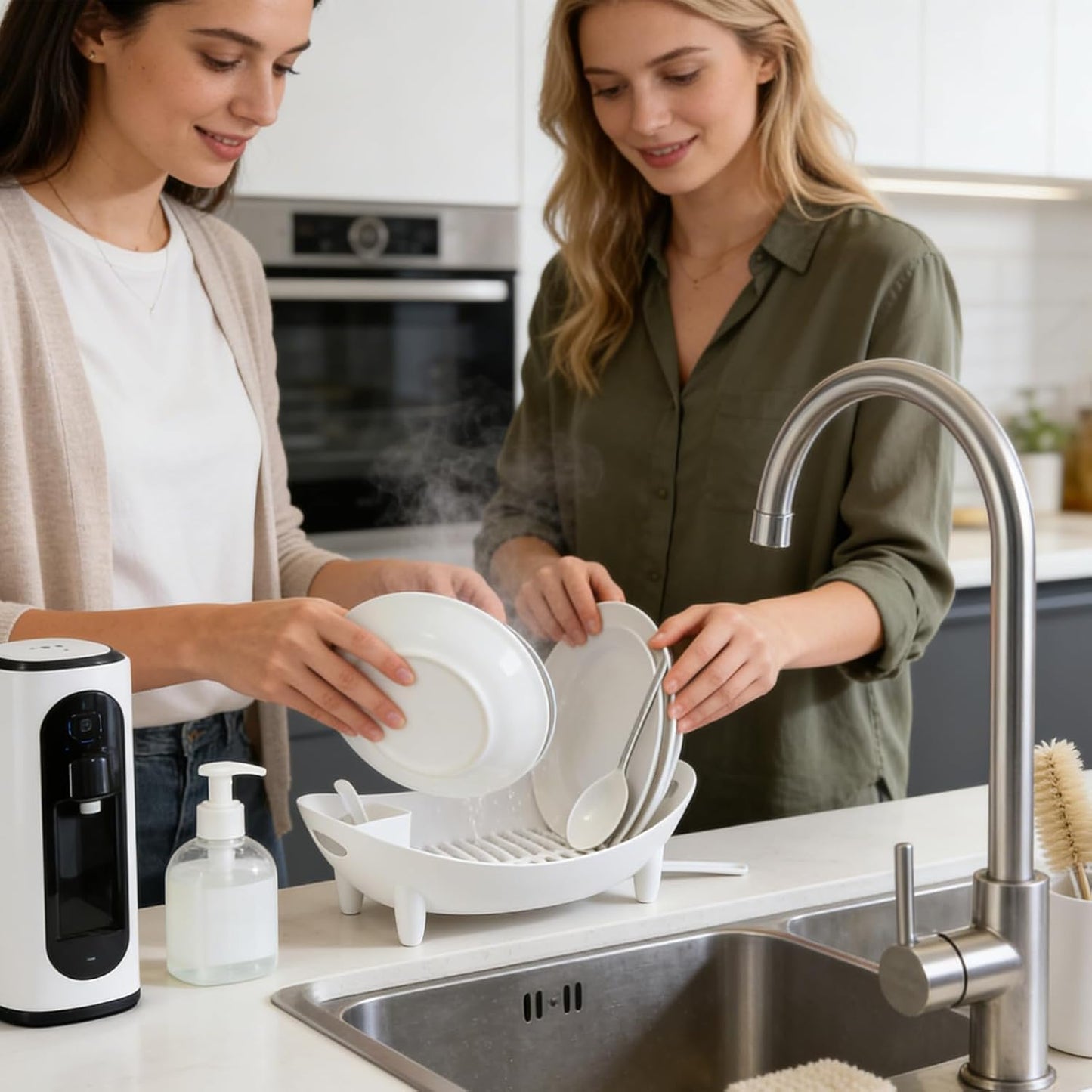 Générique Kitchen Dish Rack, Silikon Drying Organizer, Utensil Holder Drainboard, Counter Sink Rack, ideal für Sink Counter Camping Reise Home Apartment Office Dorm Kitchen Storage Drying System