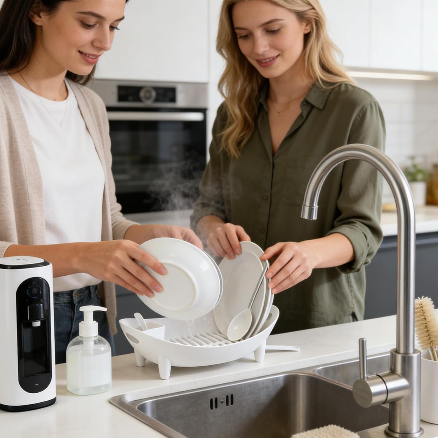 Générique Kitchen Dish Rack, Silikon Drying Organizer, Utensil Holder Drainboard, Counter Sink Rack, ideal für Sink Counter Camping Reise Home Apartment Office Dorm Kitchen Storage Drying System