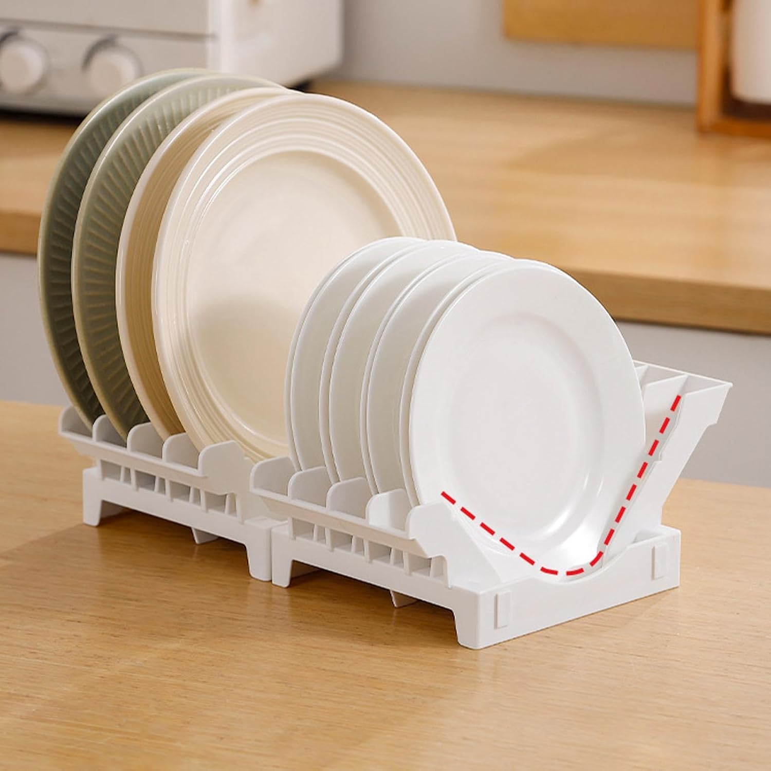 Generisch Plate Storage Rack Space Saving Vertical Storage Rack | Cabinet Plate Organizer Kitchen Dishes , Drying Storing Plates for Countertop, Cabinet, Cupboard